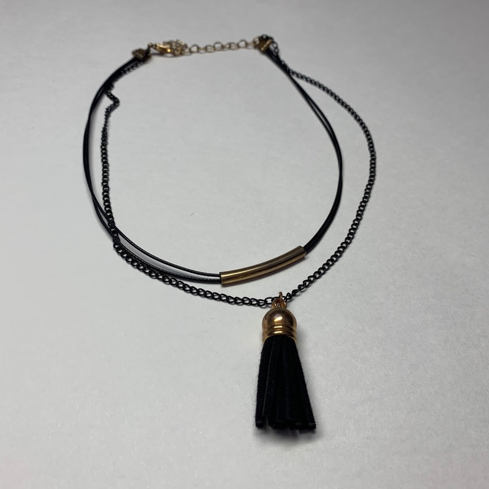Black choker necklace with tassel